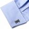 Black and Grey Horizontal Striped Bow Tie Cufflinks 2.jpg